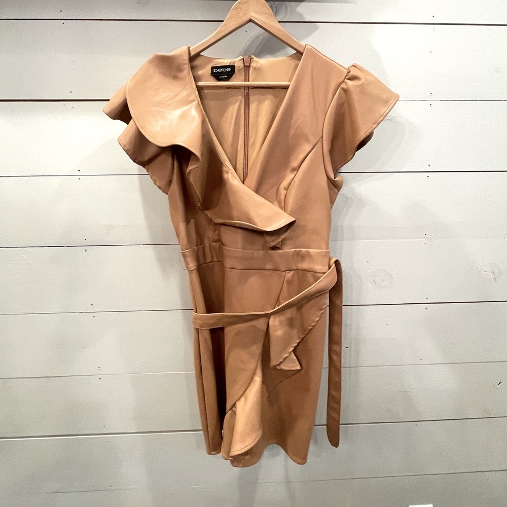 Sexy Bebe Faux Leather Wrap Dress